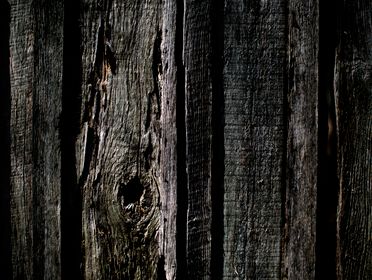 A close-up of a weathered wooden fence showcasing texture and natural knot patterns.