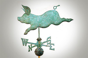 Flying pig weather vane
